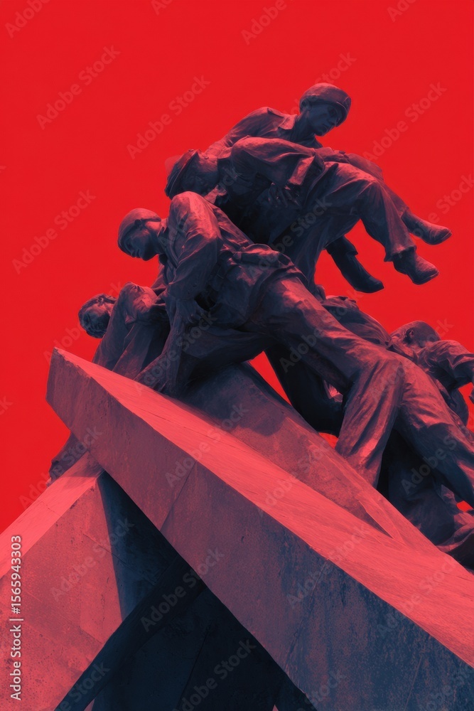 Obraz premium Disobedience Day Monument in Dramatic Urban Setting Premium Bold Summer Sculpture Symbolizing Valor and Resistance for Millennial Social Media Campaigns
