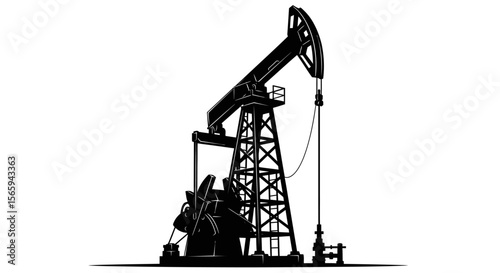 Silhouette of an oil pump jack extracting resources from the earth.