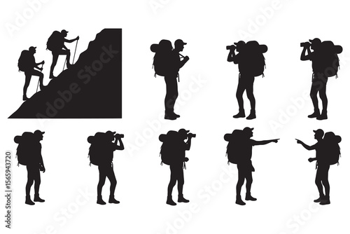Silhouette Set of Hikers