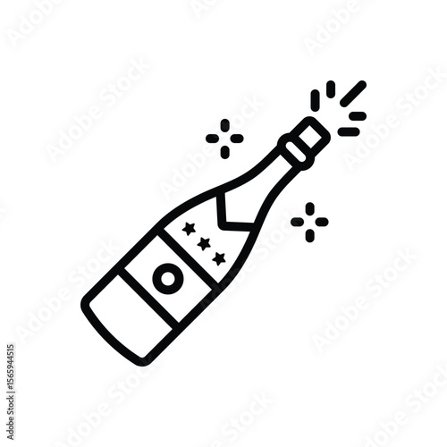 Black line icon for champagne