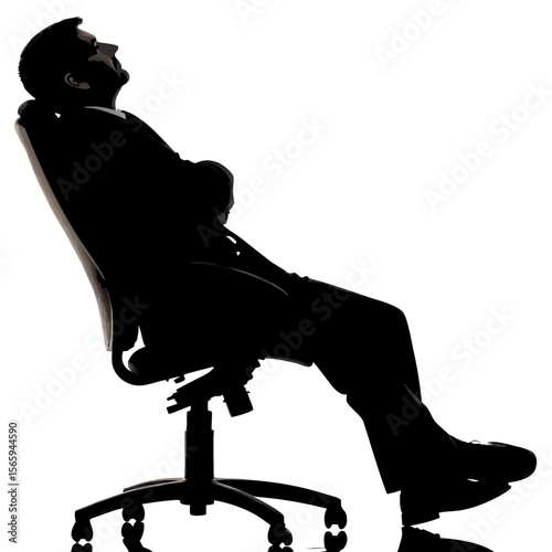 Man Silhouette Relaxed Office Chair Black Background 1