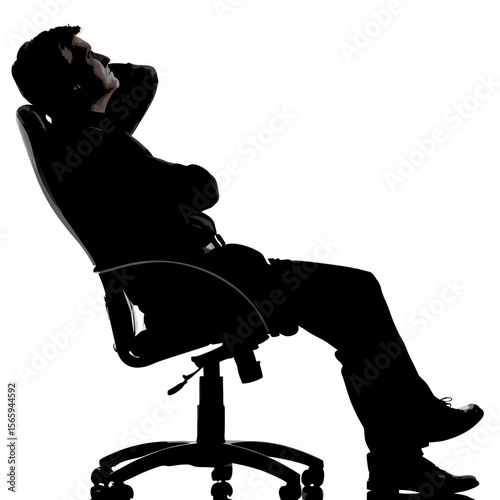 Man Silhouette Relaxed Office Chair Black Background