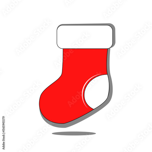 A charming red Christmas stocking icon, symbolizing festive traditions, holiday spirit, and gift-giving. Perfect for seasonal designs, winter celebrations, and cozy holiday themes. Clean vector flat