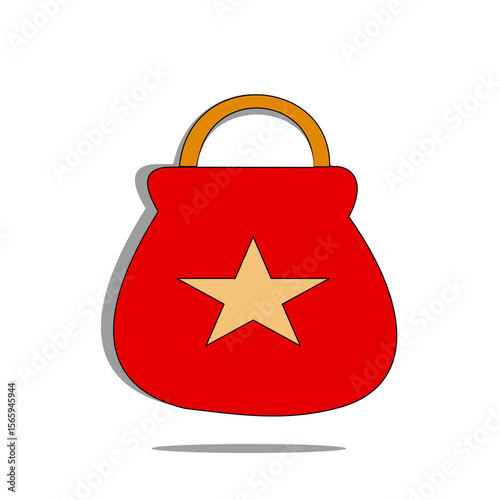 A charming red gift bag featuring a cutout star, perfect for packaging holiday surprises or symbolizing festive generosity in your designs.