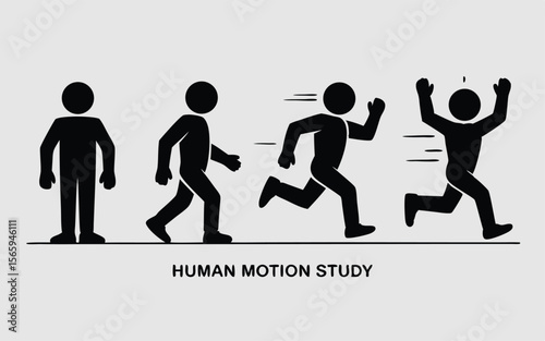 Human Motion Study Depicts Stages of Running Using Simplified Stick Figure Style Animation