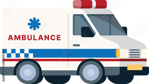 Emergency Medical Services Car – Flat Design Vector Illustration
