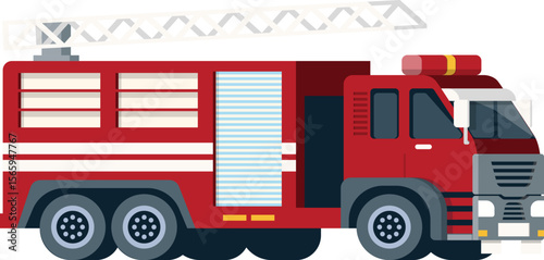 Flat vector illustration of Firefighter – Rescue and Safety Vehicle Design