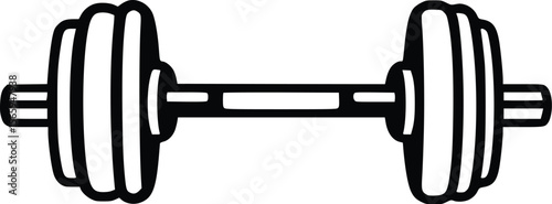 Simple vector barbell illustration: gym fitness icon design