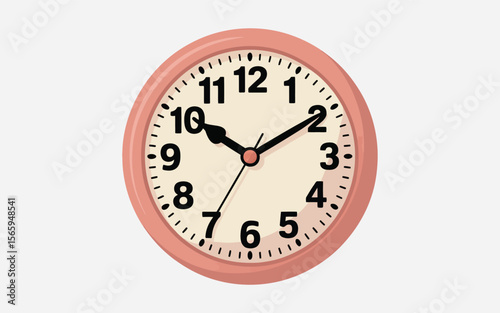 Charming pink vintage alarm clock showing ten past ten retro