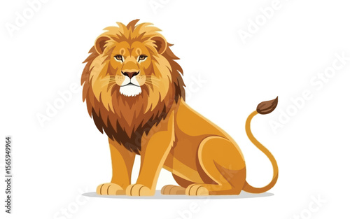 Majestic golden lion with flowing mane sitting regally vector