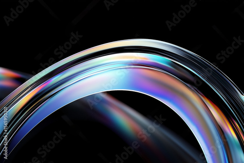 Vibrant Abstract Colorful Curves Reflecting Light on Black Background
