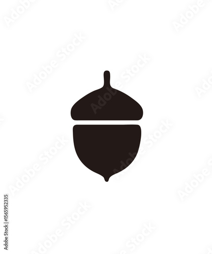 Simple black acorn icon, centered on a white background, showing its shape and stem.