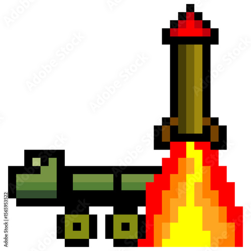 Missile launcher truck with pixel art style