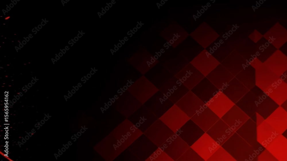 A dramatic abstract background features a red splatter effect on a black backdrop