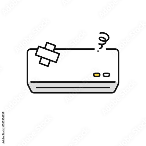 故障したエアコンのシンプルなベクターアイコンイラスト