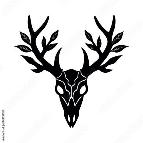 deer skull composed of negative space leaves