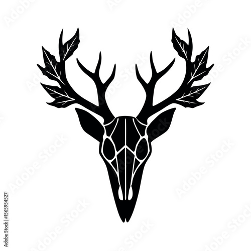 deer skull composed of negative space leaves