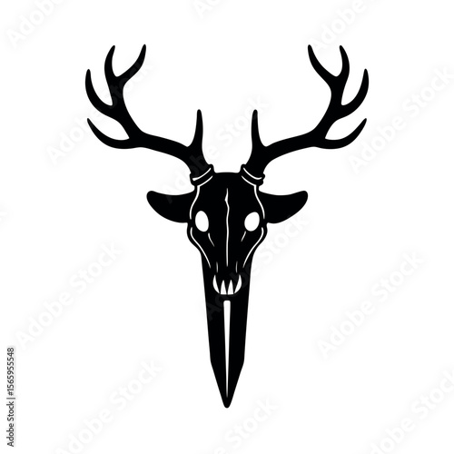 deer skull integrated with a dagger through neck