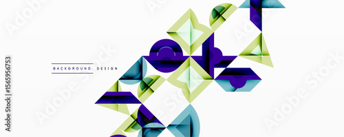 Abstract geometric shapes, vibrant colors, modern design. Clean lines, overlapping forms create dynamic visual effect. Minimalist style.