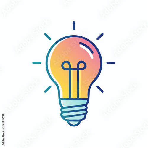 minimalist monoline lightbulb icon with smooth cupola curves and vertical filament lines, 5 px stroke