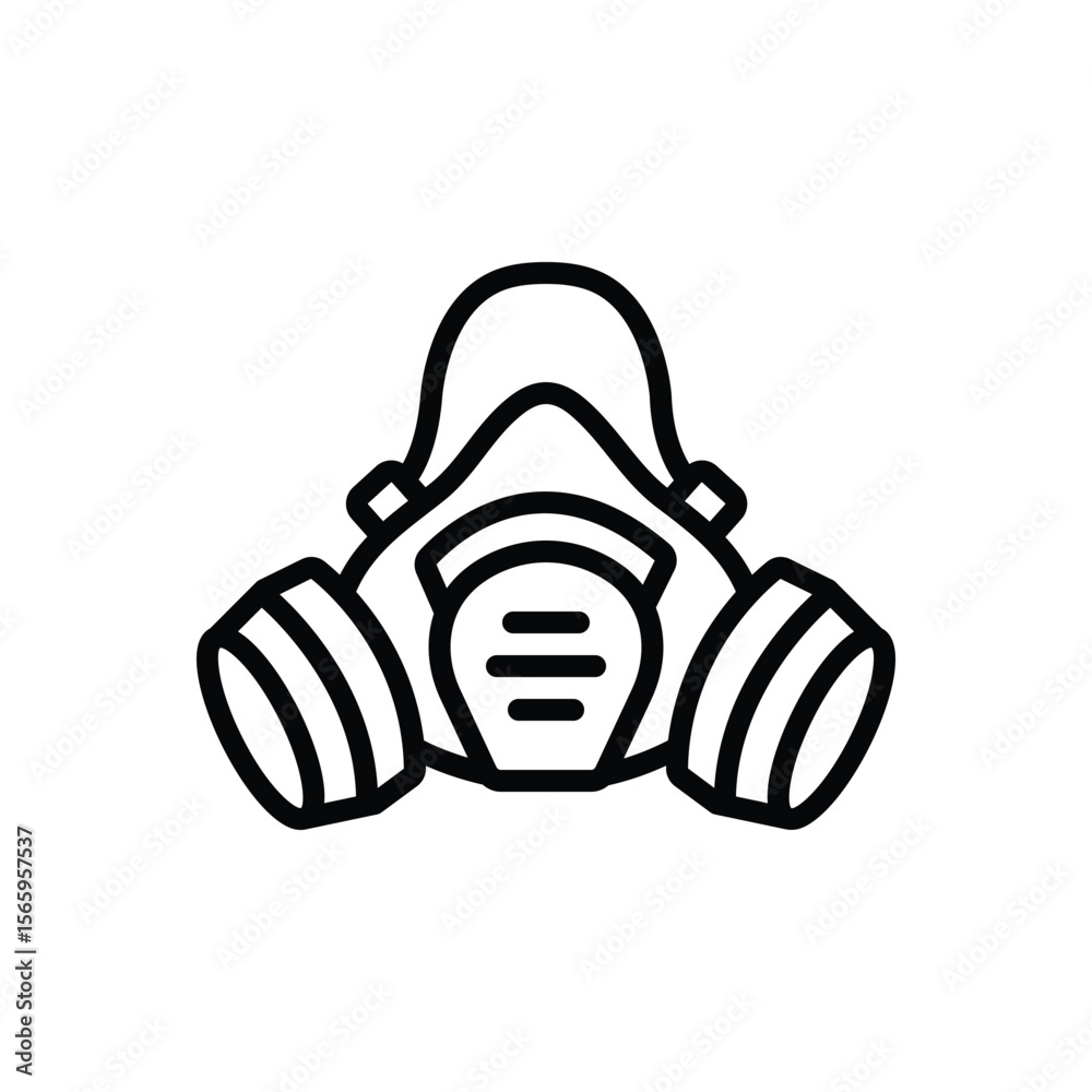 Black line icon for chemical mask