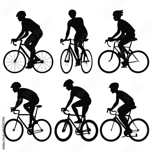 Silhouette Collection Cyclists in Action - Road Bike Riders