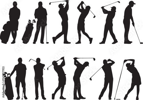 Golfer Swing Silhouette Design

Professional Golfer Vector Art

Golf Club Swing Illustration

Dynamic Golf Pose Silhouette

Tee Off Golfer Clipart Graphic
