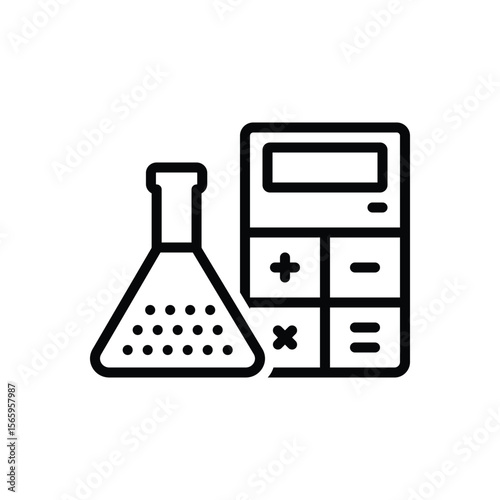 Black line icon for mathematical chemistry