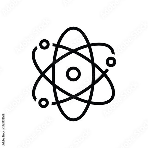Black line icon for nuclear chemistry