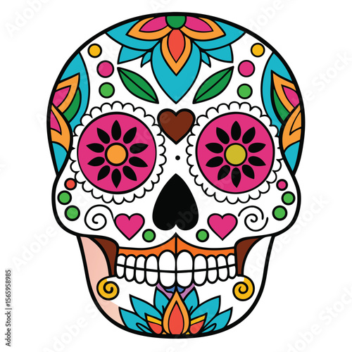 Vibrant Sugar Skull Design for Day of the Dead Celebration	