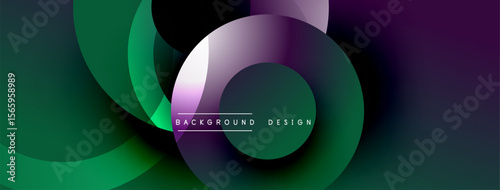 Abstract fluid shapes, vibrant colors blend. Modern design elements create dynamic composition. Purple, green hues dominate visual space.