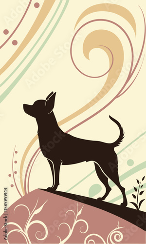 Artistic Beautiful Purebred Chihuahua silhouette Vertical Portrait Format