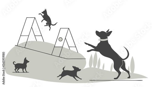 Playful Chihuahua Silhouettes Group - Dog Show Performance 