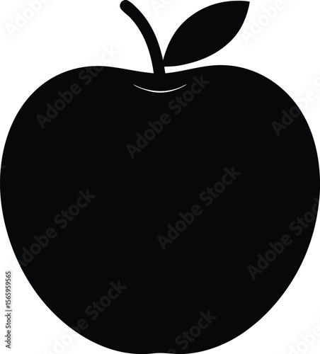 Black Apple minimal clean design silhouette vector art illustration