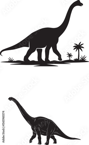 Silhouette of a Dinosaur in Prehistoric Setting