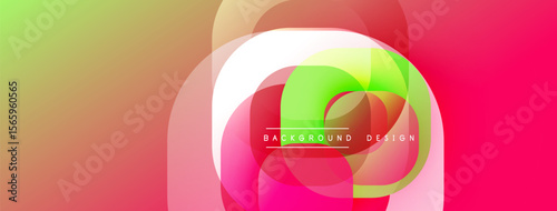Abstract vibrant background. Overlapping circles create dynamic colorful composition. Gradient hues blend smoothly, offering modern aesthetic.