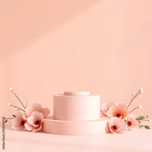 pink podium background illustration for product photos