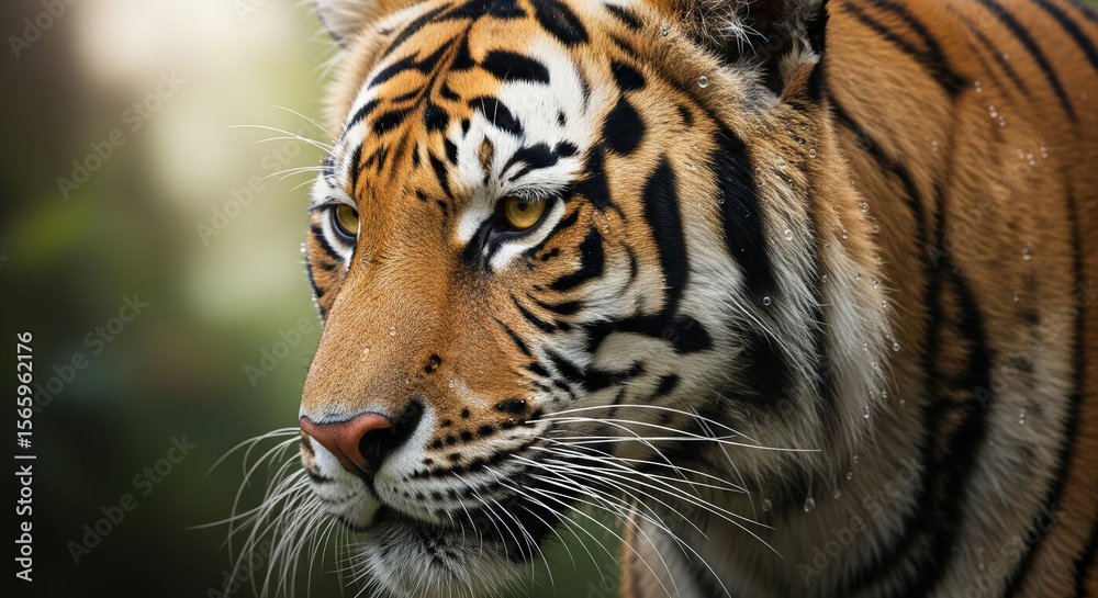 Naklejka premium Ai generated image of closeup portrait of a majestic tiger in the wild