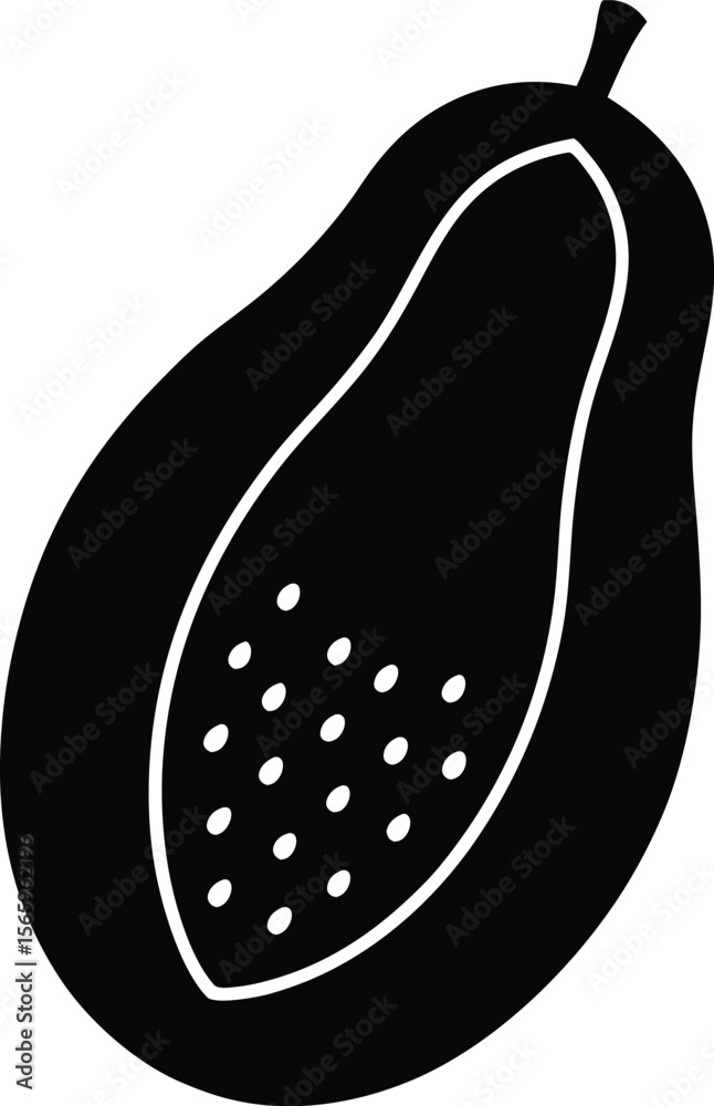 Fototapeta premium Papaya minimal clean design silhouette vector art illustration