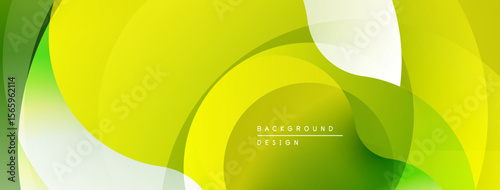 Abstract background. Smooth curves, vibrant yellow, green hues create modern design. Soft gradients, flowing shapes.