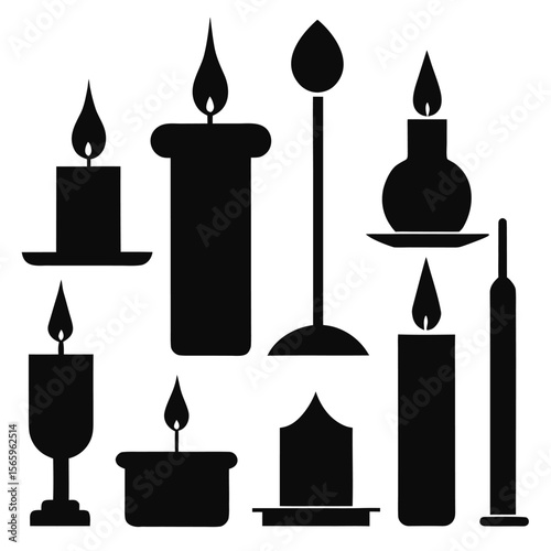 Collection of Candle Silhouettes Diverse Designs and Styles