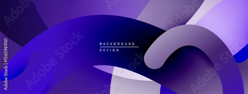 Abstract purple design. Smooth shapes overlap, creating dynamic visual flow. Gradient hues offer depth, modern aesthetic.