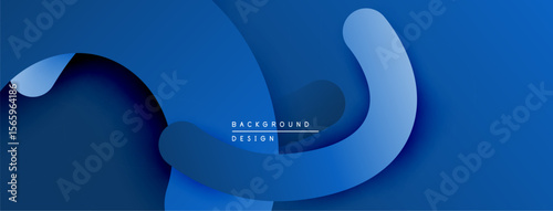 Abstract blue layers create dynamic composition. Smooth curves suggest movement, depth. Modern design element for backgrounds.