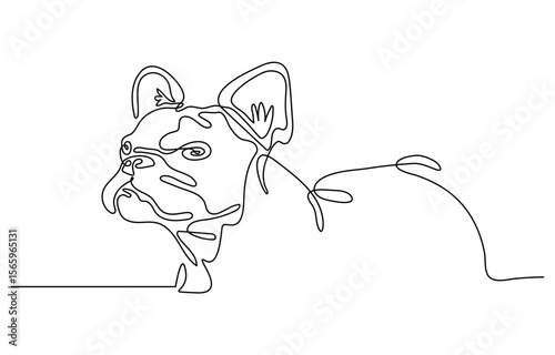 Dachshund dog continuous one line vector drawing. Single line art dachshund dog. Graphic illustration. bulldog portrait animal concept in silhouette on a white background