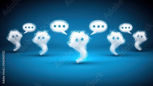 Abstract cloud ghosts with speech bubbles