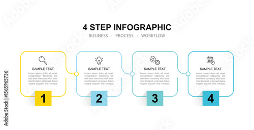  Modern business 4 step process infographic timeline.