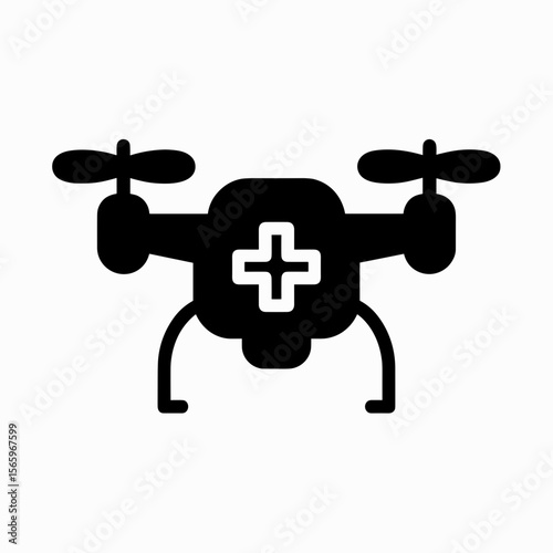 Medical delivery drone icon for emergency supply — solid version