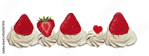 Oil painting style vector whipped cream / 油絵テイストのいちごとホイップクリーム