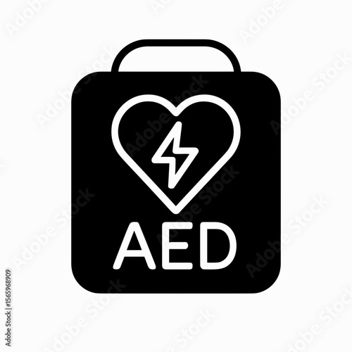 AED defibrillator icon for cardiac emergency — solid version
