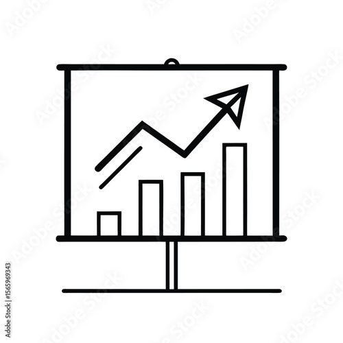 Business growth chart icon with upward arrow showing financial increase and success